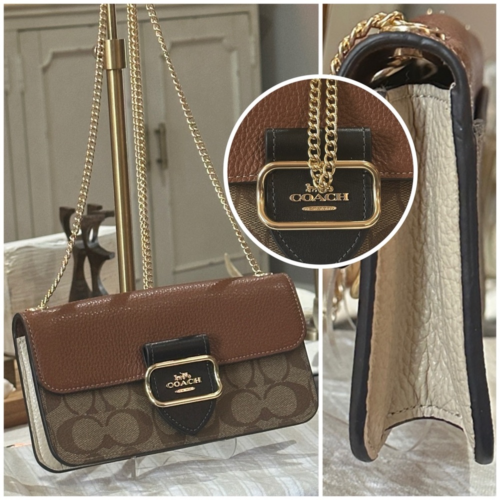 COACH Signature Colorblock Morgan Crossbody in Khaki/Multi, BNWT - Picture 3 of 16